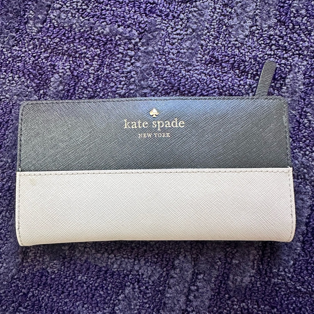 Kate Spade Slim Bifold Wallet Black White